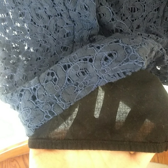 Like New Navy Lace Overlay Sleeveless Sheath Dress - Picture 3 of 7